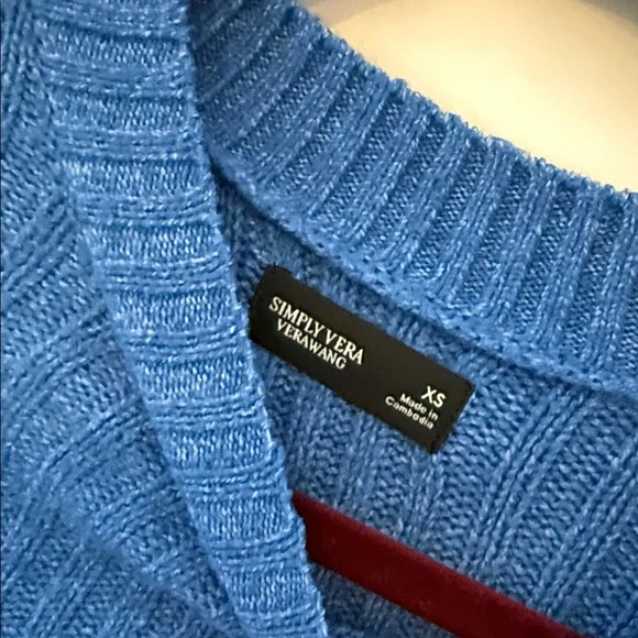 Simply vera wang Blue Ribbed Women's Sweater XS - Picture 4 of 5